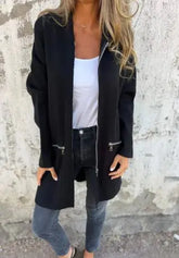 Colored Zipper Hooded Jacket Coat