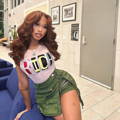 قميص داخلي قصير مطرز بشعار Feeling Rich