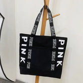 Pink Letter Graphic Tote Casual Chic