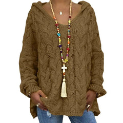 سترة نسائية بغطاء رأس وأكمام طويلة