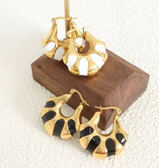 Black White Enamel Earrings