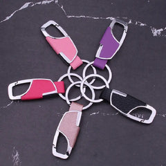 سلسلة مفاتيح جلدية بمشبك جراد البحر المعدني