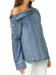 Fashion Single Shoulder Asymmetrical Denim Smock