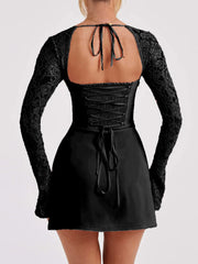 فستان حفلات نسائي أنيق وفخم باللون الوردي من الدانتيل