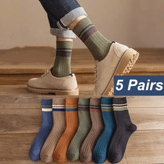 جوارب مخططة لفصل الخريف بطول متوسط