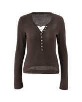 بلوزة محبوكة باللون البني