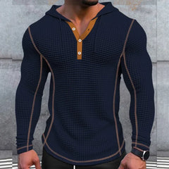 Casual Long Sleeve Buttoned Hoodies Tees