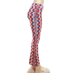 بنطلون محبوك منقوش ملون