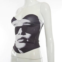 توب كورسيه مطبوع عليه ريتش لايف