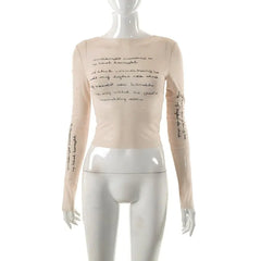 بلوزة شبكية قصيرة برقبة دائرية