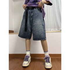 YY2K Summer Women Vintage Streetwear Korean Denim Shorts