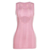 فستان كاميلا قصير بدون أكمام بفتحات كروشيه