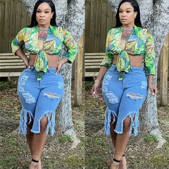 بنطلون جينز نسائي متوسط الحجم