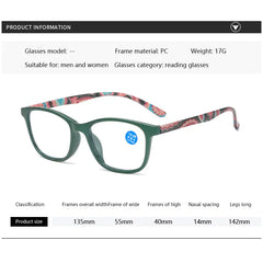 Fashion Women Reading Glasses Flower Print Resin Read Eyeglasses Magnifying Presbyopic Eyewear +1.0~+4.0