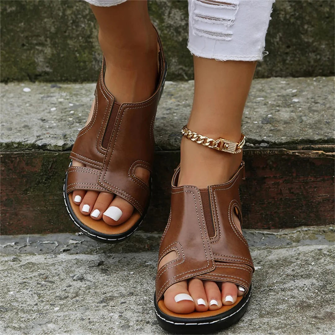 Orthopedic Leather Wedge Sandals