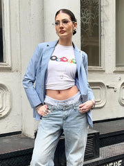 ملابس Y2k Clothing 90s Grunge Green Crop Top Retro Street Wear