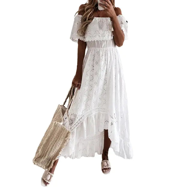 Elegant White Bohemia Summer Maxi Dress