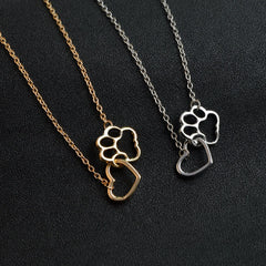 Hollow Pet Paw Footprint Necklaces