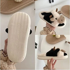 Cozy Cow Print Slippers