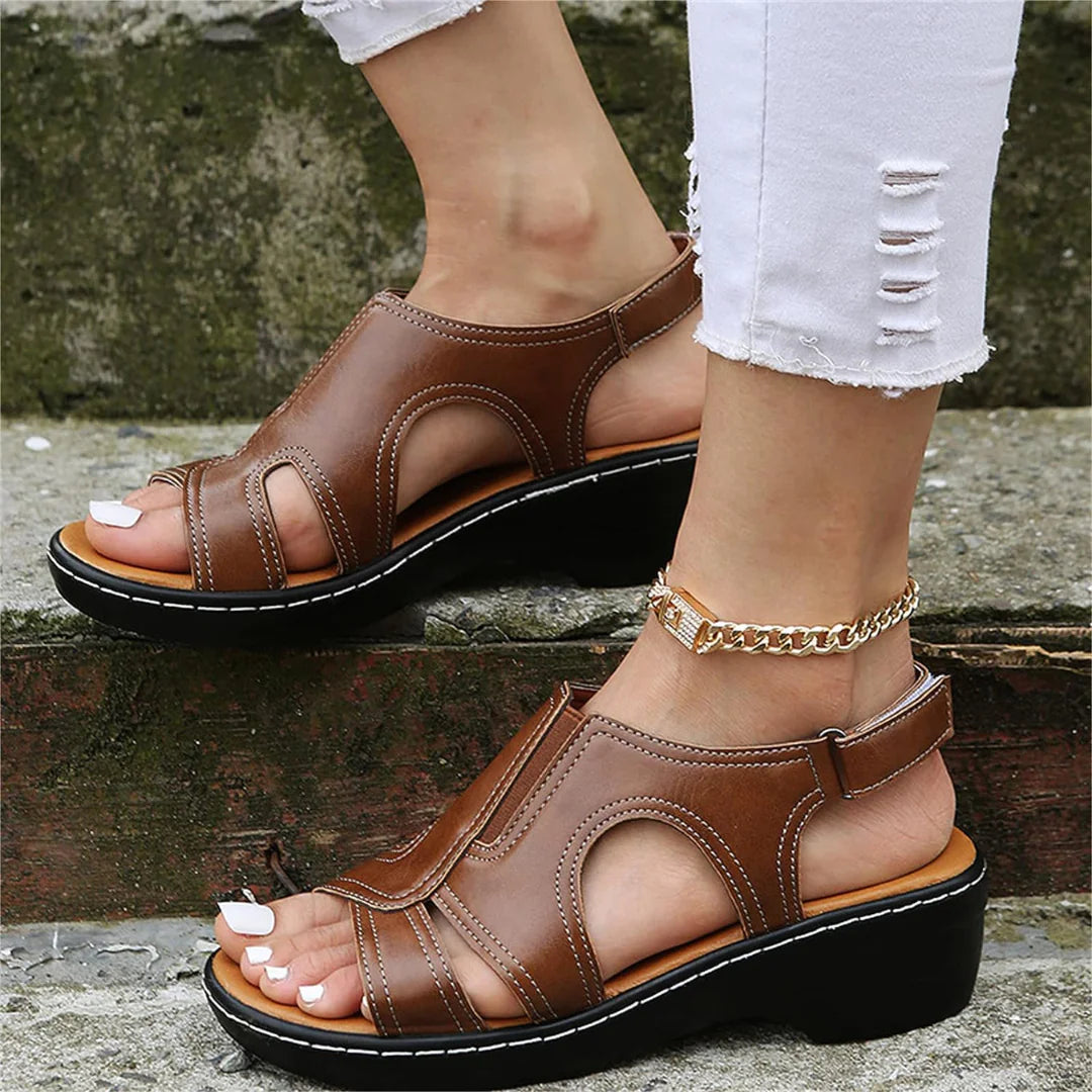 Orthopedic Leather Wedge Sandals