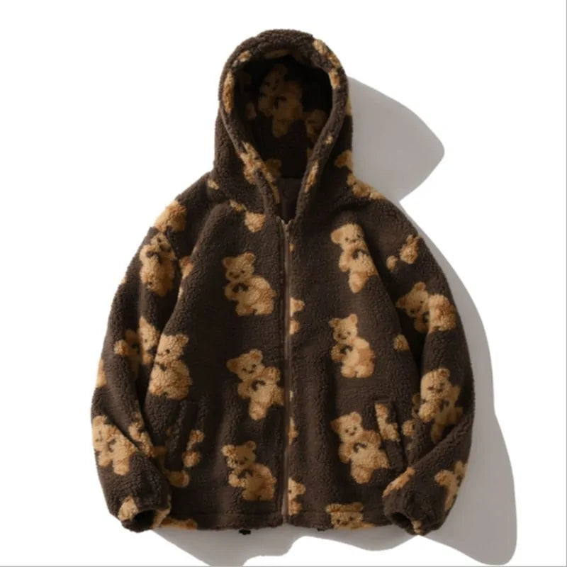 Hooded Sweatshirts Hip Hop Bear Print