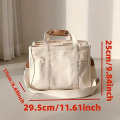 Trendy Multi-pocket Canvas Tote Bag