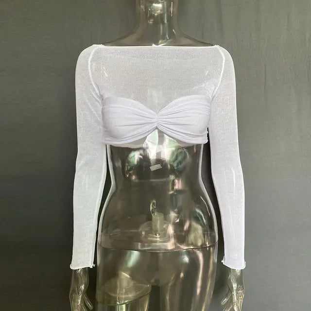 بلوزة قصيرة شبكية عصرية لفصل الصيف