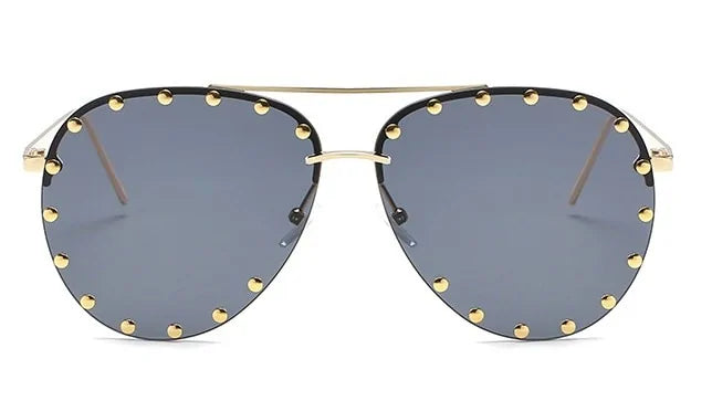 Metal Rivet Pilot Sunglasses