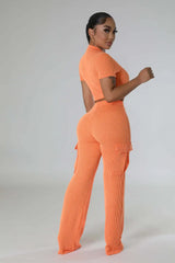 High Waist Straight Pants Two Piece