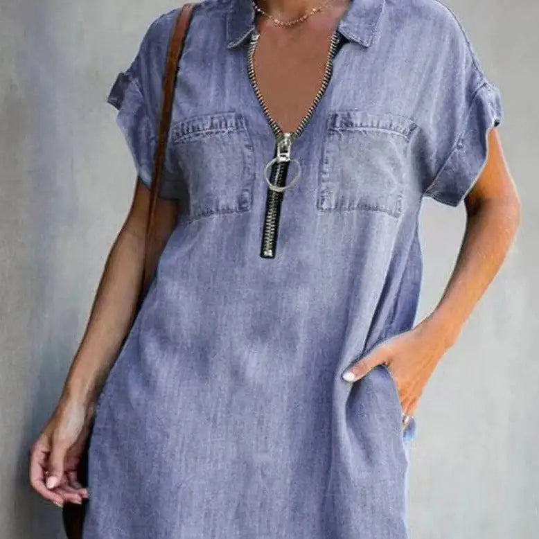 Elvira® Zip-Up Denim Dress