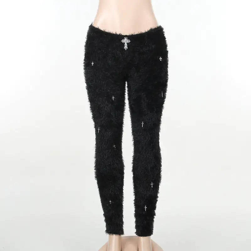 Most Sacred Fuzzy Cross Charm Pants