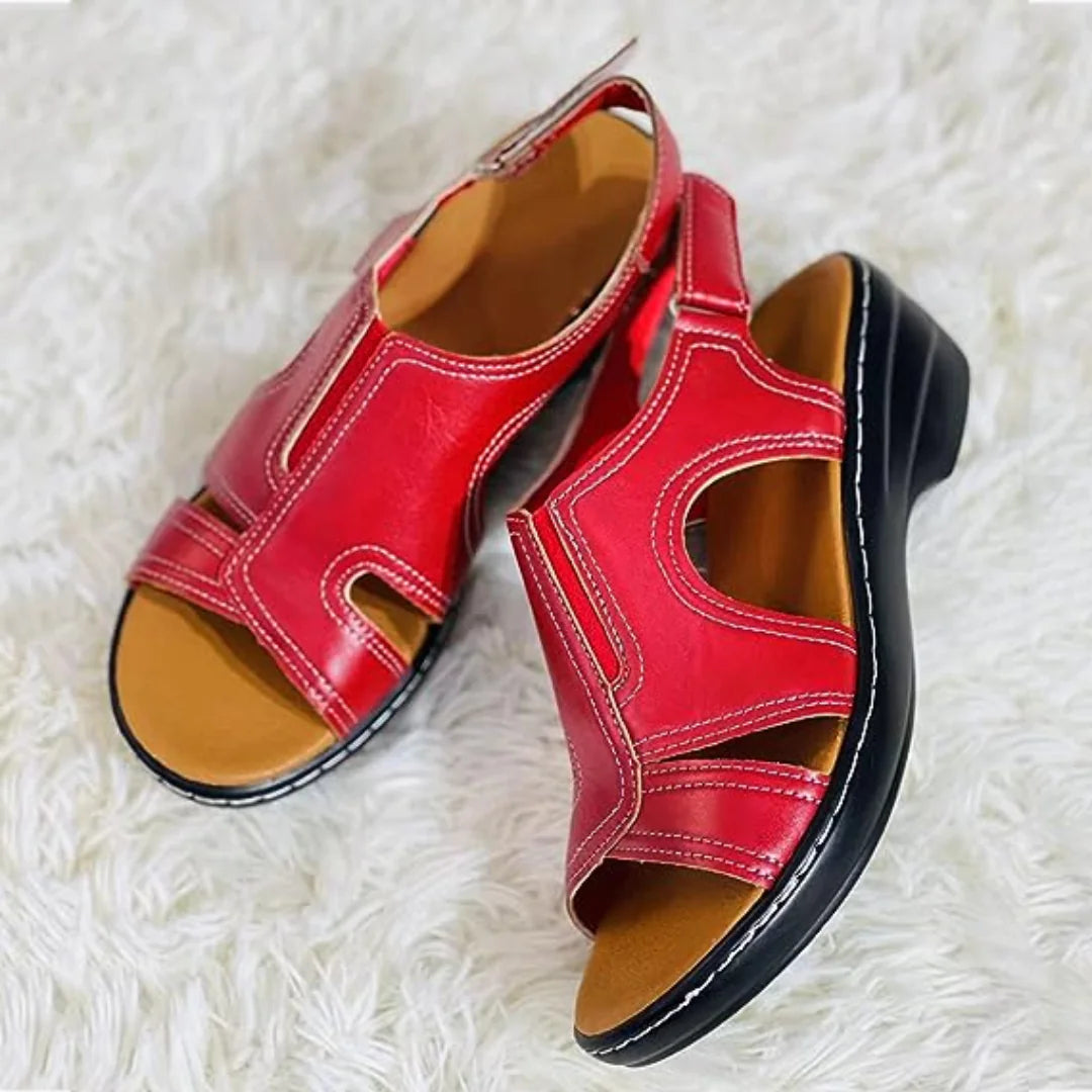 Orthopedic Leather Wedge Sandals