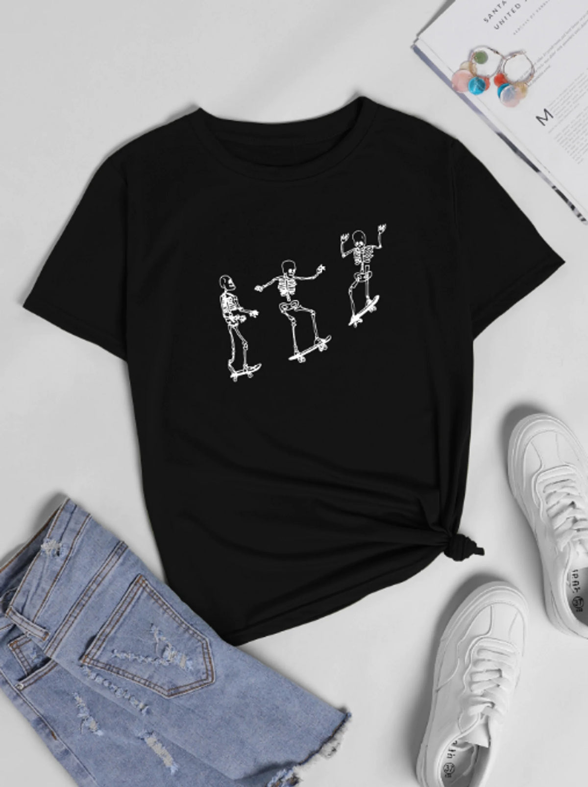 تي شيرتات برسومات جمجمة للتزلج على الألواح