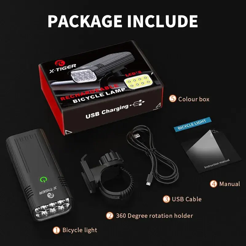 Powerful USB Rechargeable Bike Light Set