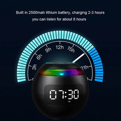 ساعة منبهة صغيرة الحجم مزودة بشاشة LED ومكبر صوت بلوتوث