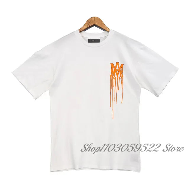 Printed Letters Graffiti Short-Sleeved Cotton T-Shirt