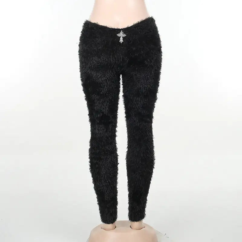 Most Sacred Fuzzy Cross Charm Pants