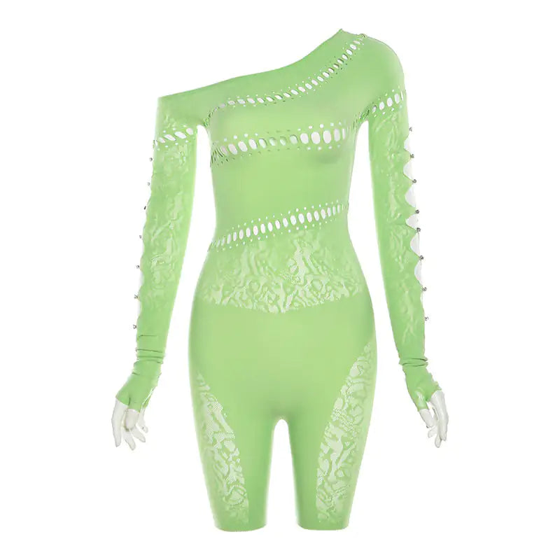 Pressure Cutout Mesh Stretch Romper