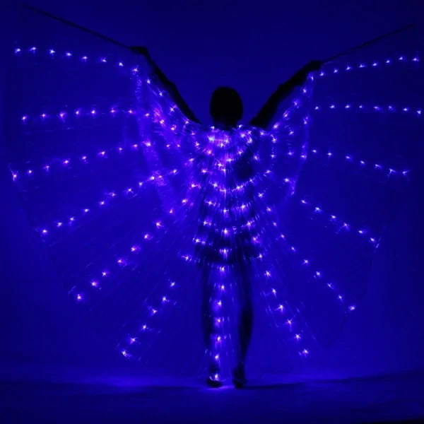 أجنحة الفراشات الملونة LED للأطفال مع عصا تلسكوبية