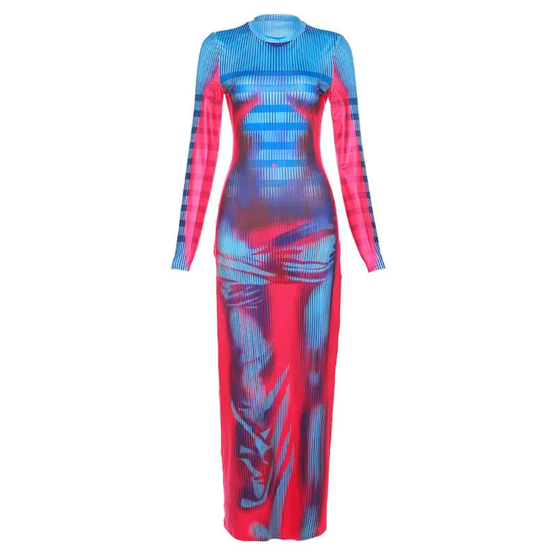 Getting Heated Thermal Body Print Maxi Dress