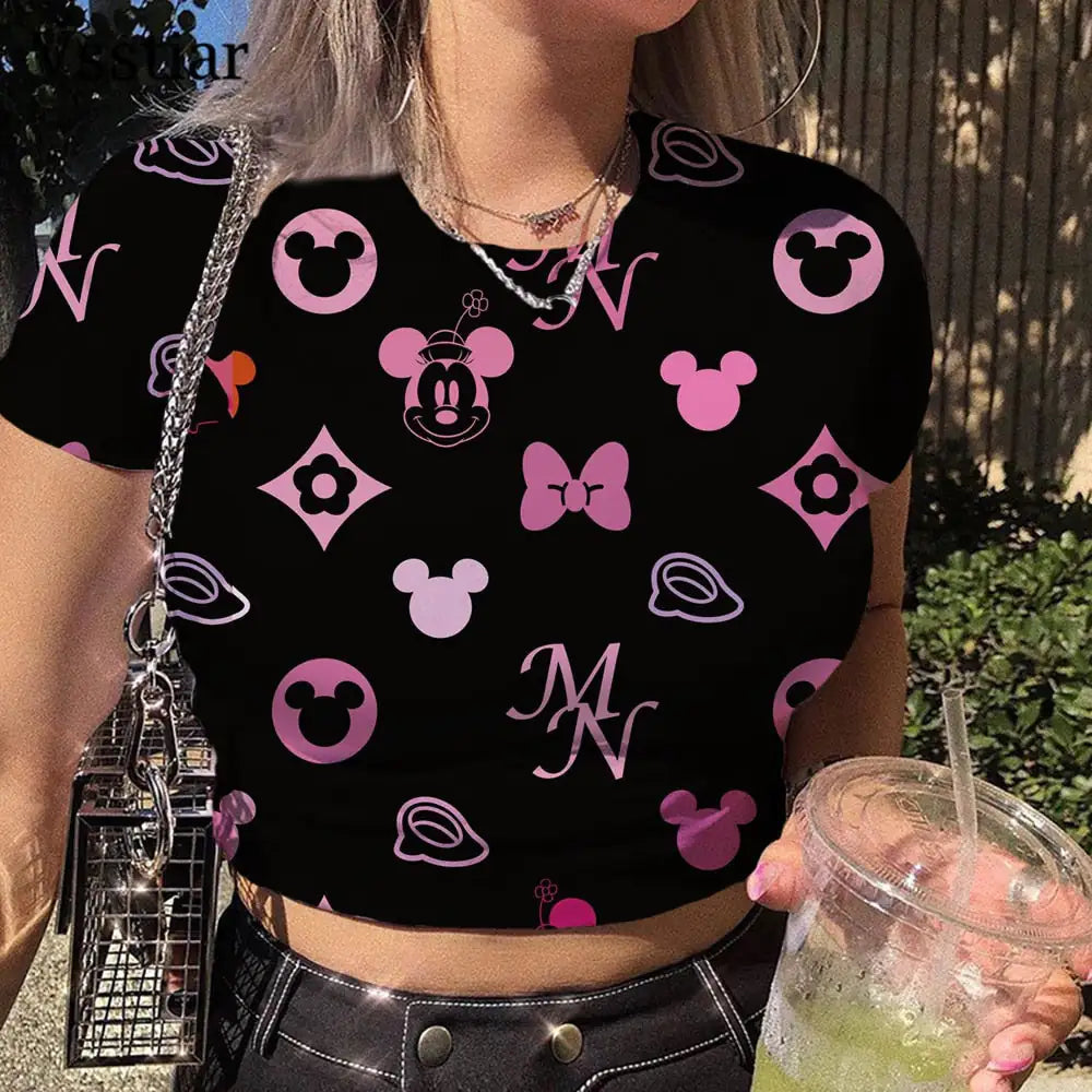 Mickey Mouse Vintage Slim Short Crop Top