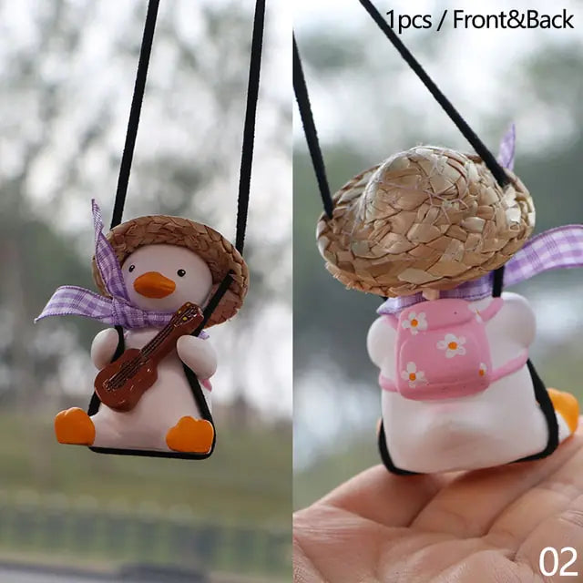 Cool Knit Cap Duck Car Pendant