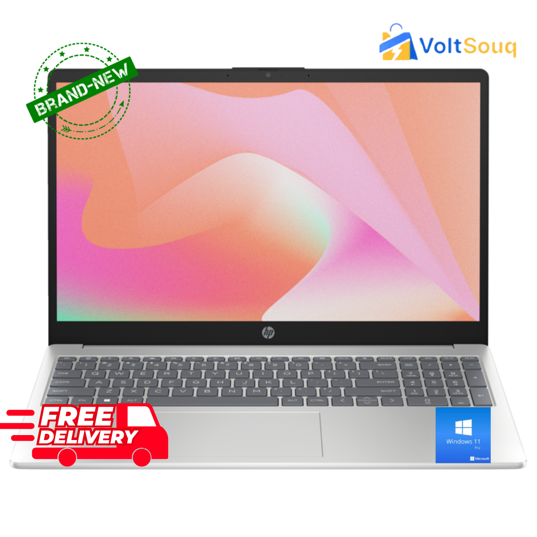 HP 15-FD-0371 NIA-، i7-1355 U، 8 جيجا رام، 512 جيجا اس اس دي، MX 570 2 جيجا في جي ايه كاميرا ويب، BT، شاشة 15.6 بوصة فضية ويندوز 11 برو