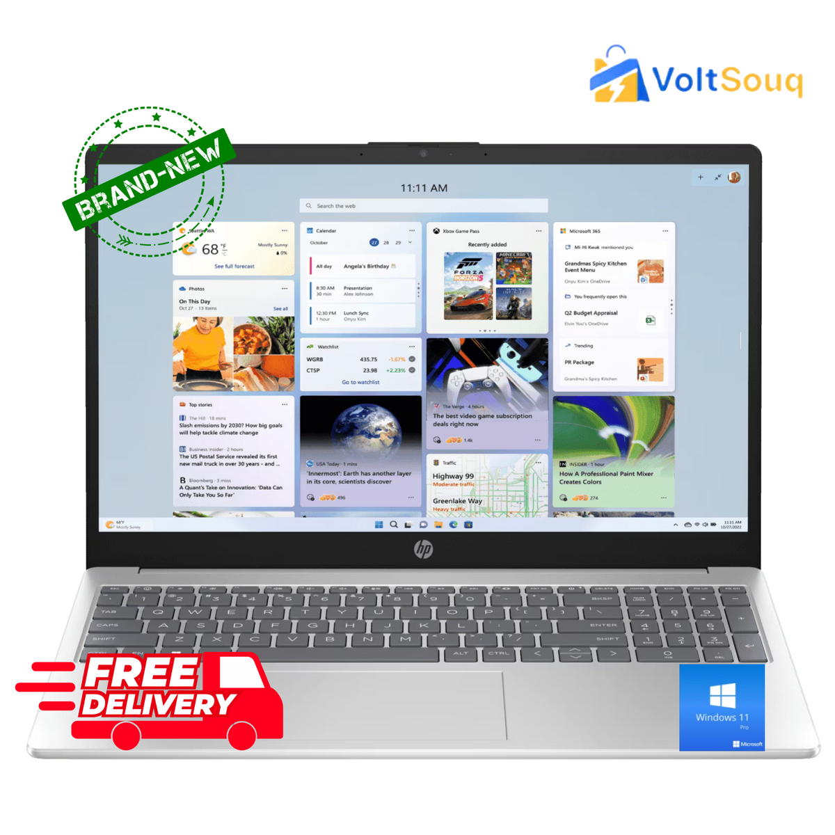 اتش بي 15FD- 0335 NIA، i5-1335 U، 8 جيجا رام، 512 جيجا اس اس دي، كاميرا ويب، BT، شاشة 15.6 بوصة فل اتش دي فضي ويندوز 11 برو