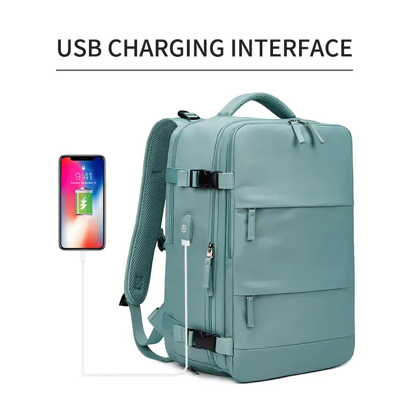 حقيبة ظهر أنيقة مع شاحن USB للنساء