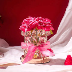 مصباح ليلي برائحة الورد مع موزع إضاءة محيطة على شكل مكعب سحري