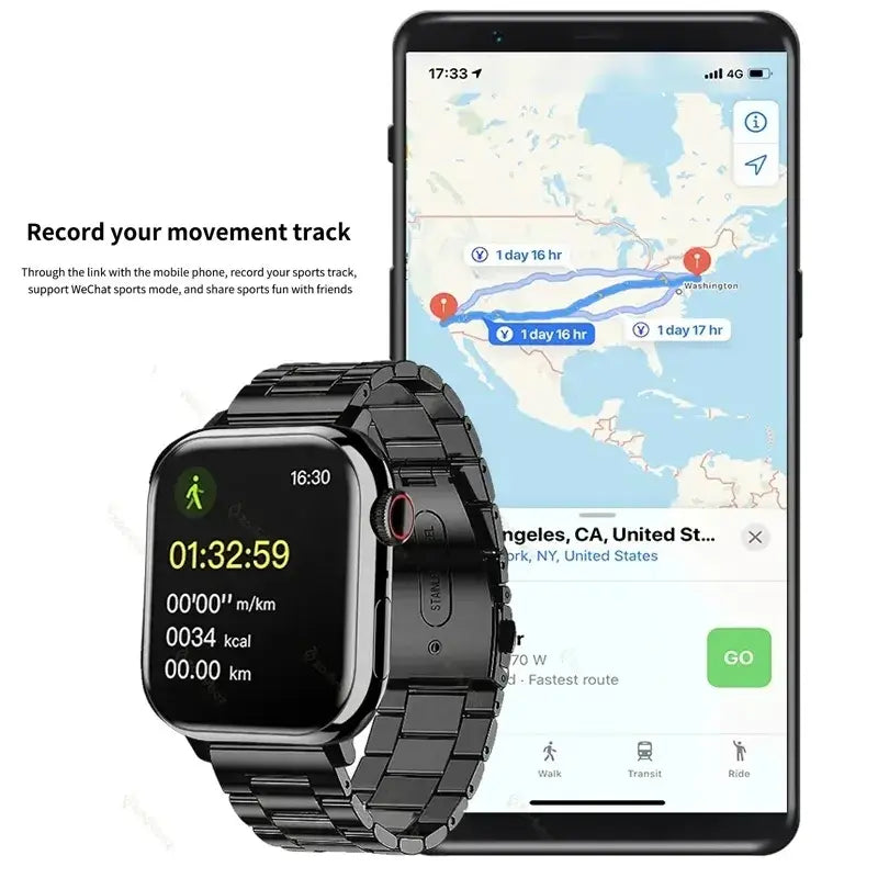 ساعة ذكية رياضية للرجال مزودة بتقنية البلوتوث ونظام تحديد المواقع العالمي (GPS) لمراقبة الصحة
