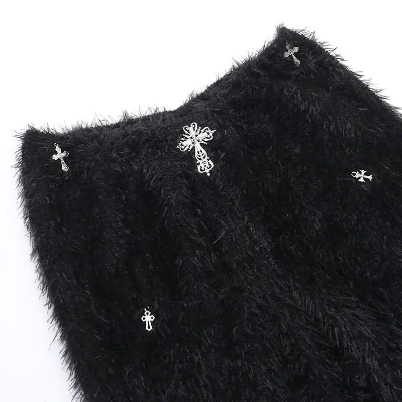 Most Sacred Fuzzy Cross Charm Pants