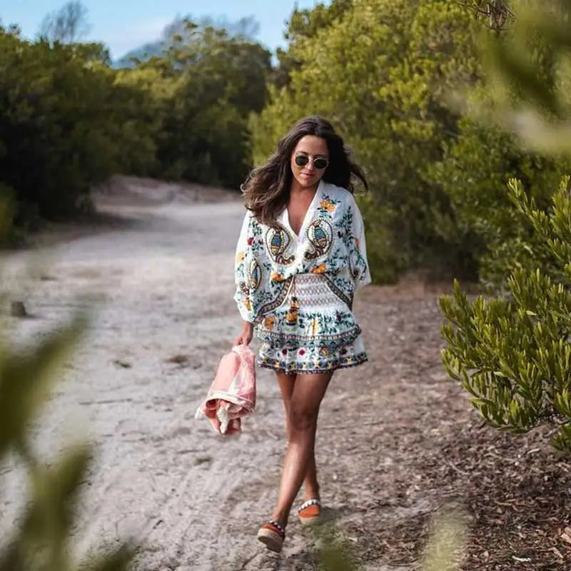 BOHO INSPIRED Floral Embroidery Dress