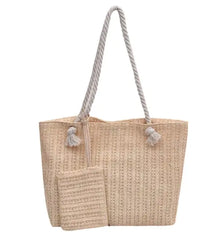 Straw Shoulder Tote Bag